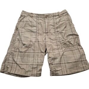 Nike Athletic‎ Dept Plaid Shorts Khaki Beige Flat Front Golf Size L